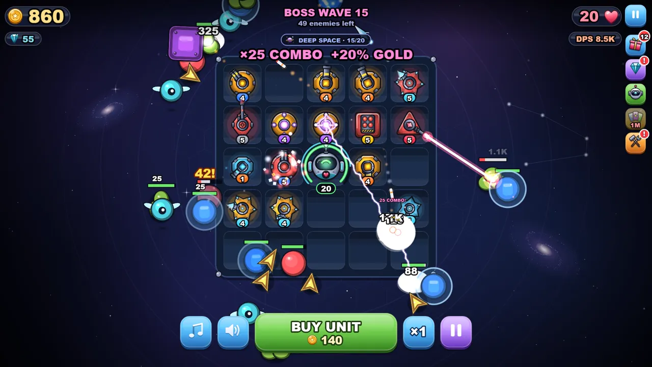 Deep Space zone, boss wave 15